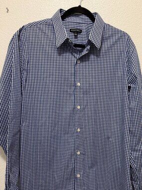 NDSTRY by Ico blue and white checkered long sleeve button down shirt, Men's L